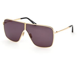 TOM FORD Unisex FT1159 Huxley 30A Zonnebrillen Metaal Goud Rook Hurken Normaal