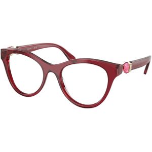 Swarovski Vrouw SK2036 1055 Optische monturen Acetaat Rood Transparant Rotonde Normaal