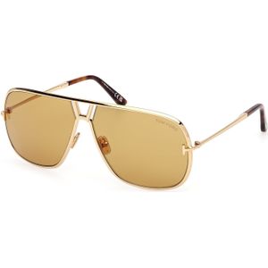 TOM FORD Man FT1204 Stavros 30E Zonnebrillen Metaal Goud Bruin Hurken Normaal