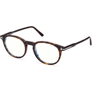 TOM FORD Man FT5823-H-B 052 Blauwlicht brillen Acetaat Havana  Rotonde Blauw anti-licht