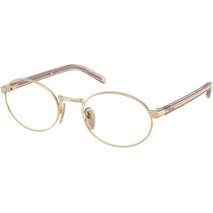Prada Vrouw PR B55V ZVN1O1 Optische monturen Metaal Goud Transparant Rotonde Normaal