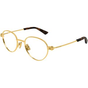 Bottega Veneta Unisex BV1382O 003 Optische monturen Metaal Goud Transparant Rotonde