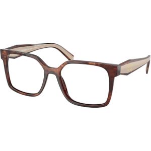 Prada Donna PR B03V 07R1O1 Optische monturen Acetato Marrone Trasparente Squadrata Normale