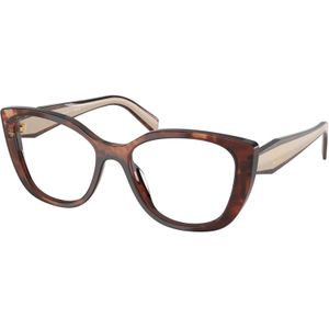 Prada Donna PR B04V 07R1O1 Optische monturen Acetato Marrone Trasparente Cat Eye Normale