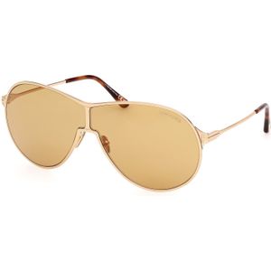 TOM FORD Unisex FT1174 Gaia 30E Zonnebrillen Metaal Goud Bruin Piloot Normaal