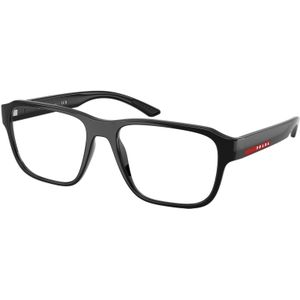 Prada Linea Rossa Man PS 05RV 1AB1O11 Optische monturen Geïnjecteerd Zwart Transparant Geometrisch Normaal