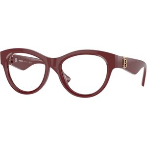 Burberry - Rood - Optisch Montuur - Rond - Acetaat - Geschikt voor Glazen op Recept