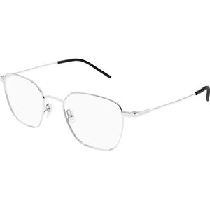 SAINT LAURENT Uniseks SAINT LAURENT SL 852 002 Optische monturen Metaal Zilver Transparant Rotonde