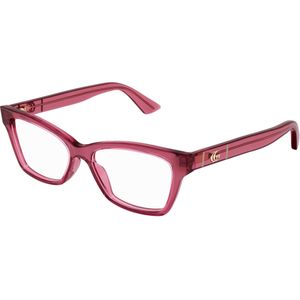 Gucci Vrouw GG0634O 010 Optische monturen Geïnjecteerd Bordeaux Transparant Kattenoog