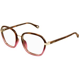 Chloé Vrouw CH0309O 001 Optische monturen Bio-geïnjecteerd Havana Transparant Kwadraat