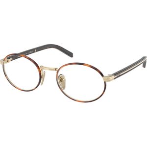 Prada Vrouw PR B55V 21E1O11 Optische monturen Metaal Havana Transparant Rotonde Normaal
