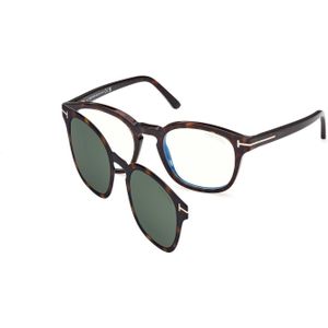 TOM FORD Man FT5532-B 52N Optische monturen Acetaat Havana Groente Rotonde Normaal