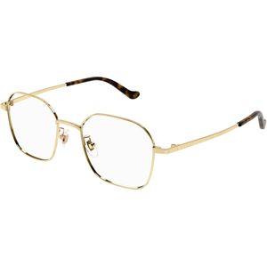 Gucci Uniseks Gucci GG1611OA 001 Optische monturen Metaal Goud Transparant Rotonde