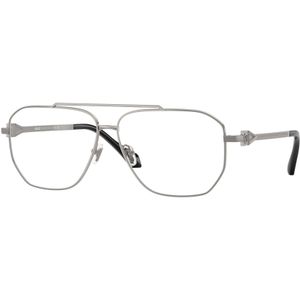 Versace Man VE1307 1001 Optische monturen Metaal Grijs Transparant Piloot Normaal