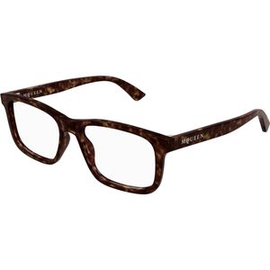 Alexander McQueen Man Alexander McQueen AM0486O 002 Optische monturen Acetaat Havana Transparant Kwadraat