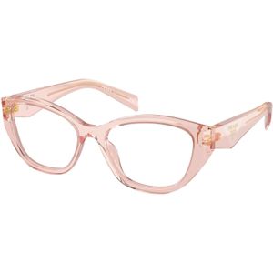 Prada Vrouw PR 21ZV 19Q1O1 Optische monturen Acetaat Roos Transparant Geometrisch Normaal
