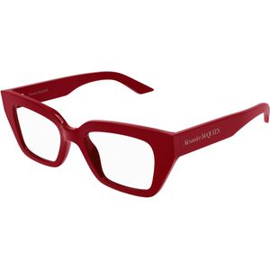 Alexander McQueen Vrouw AM0453O 003 Optische monturen Acetaat Rood Transparant Kattenoog