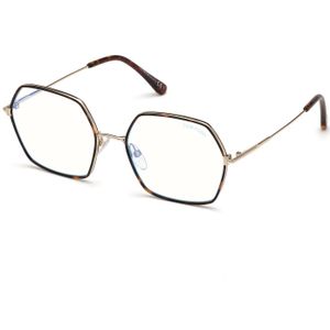 TOM FORD Vrouw FT5615-B 52 Optische monturen Metaal Havana  Geometrisch Normaal Blauw anti -licht - voor pc