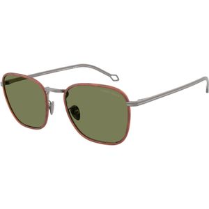 Giorgio Armani Man AR6164J 30032A Zonnebrillen Staal Grijs Groente Hurken Normaal