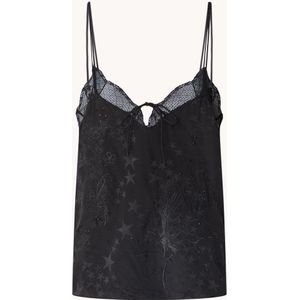 Zadig&Voltaire Capela spaghetti top van zijde met strass