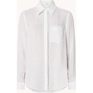 Reiss Campbell blouse van linnen met borstzak en gemêleerd dessin
