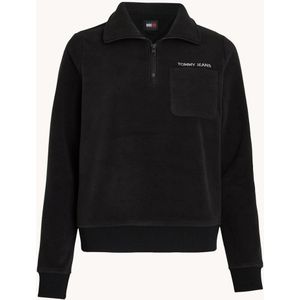 Tommy Hilfiger Sweater van fleece met halve rits en logo