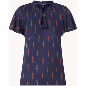 Ralph Lauren Top in linnenblend met print en keyhole