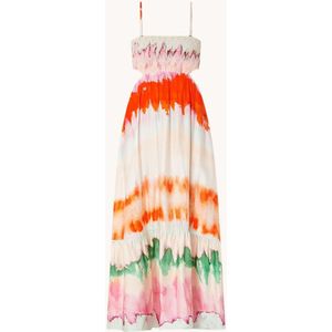 MAAJI Natasha maxi jurk met tie-dye dessin en smockwerk