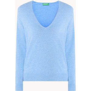 Benetton Fijngebreide pullover van scheerwol met V-hals