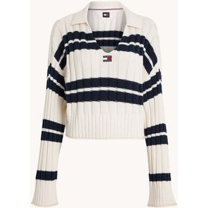 Tommy Hilfiger Kabelgebreide cropped pullover in biologische katoenblend