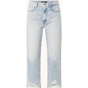 7 For All Mankind Logan high waist straight leg cropped jeans met lichte wassing