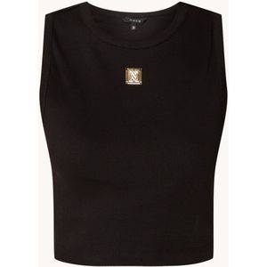 NIKKIE Bundi ribgebreide crop top met logo