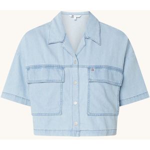 Tommy Hilfiger Cropped blouse van chambray met borstzakken