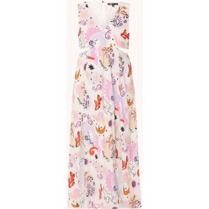 Maje Maxi jurk van zijde met print en cut-out details