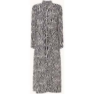 French Connection Delphine midi blousejurk met zebraprint en strikceintuur