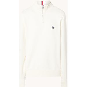 Tommy Hilfiger Sweater met logoborduring en halve rits