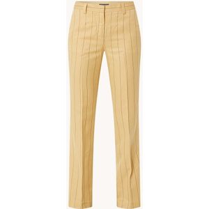 Sisley High waist straight fit pantalon in linnenblend met streepprint