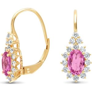 Diamond Point Geelgouden oorsieraden, 1.21 ct roze saffier, Eden