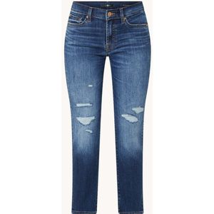 7 For All Mankind Mid waist slim fit cropped jeans met verwassen afwerking