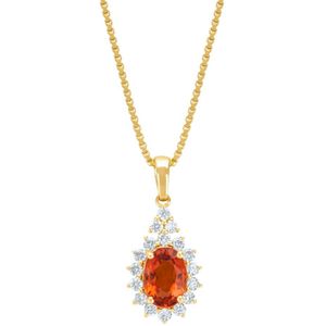 Diamond Point Geelgouden hanger, 1.00 ct oranje saffier, Eden