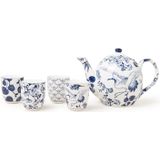 Tokyo Design Studio - Flora Japonica Tea Set 1200ml w/4 Cups 170ml - blauw / wit - porselein - in giftbox