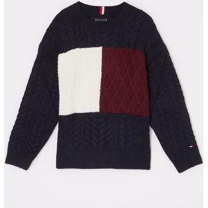 Tommy Hilfiger Grofgebreide trui met ingebreid logo