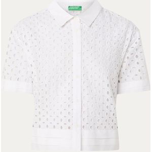 Benetton Cropped blouse met opengewerkt dessin
