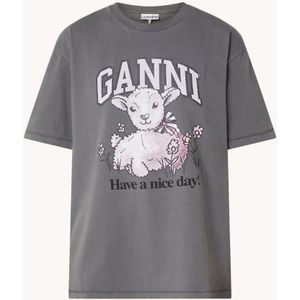 Ganni Oversized T-shirt in biologische katoenblend met logoprint
