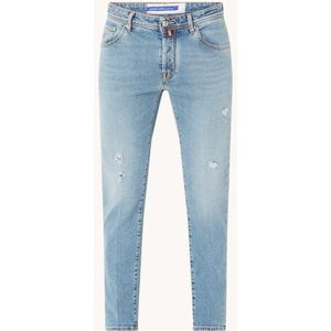 Jacob Cohën Scott slim fit cropped jeans met lichte wassing en destroyed afwerking