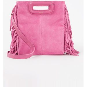 Maje Mini crossbodytas van suède met franjes