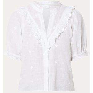 Neo Noir Manet blouse met borduring en ruches