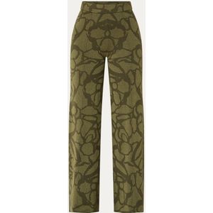 Claudia Sträter High waist wide fit pantalon met print en lurex