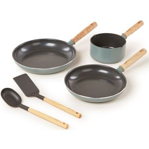 GreenPan Mayflower pannenset - 3-delig + 2 accessoires - lichtblauw - inductie - PFAS-vrij