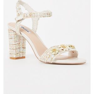 Dune London Mention sandalette met tweed-look